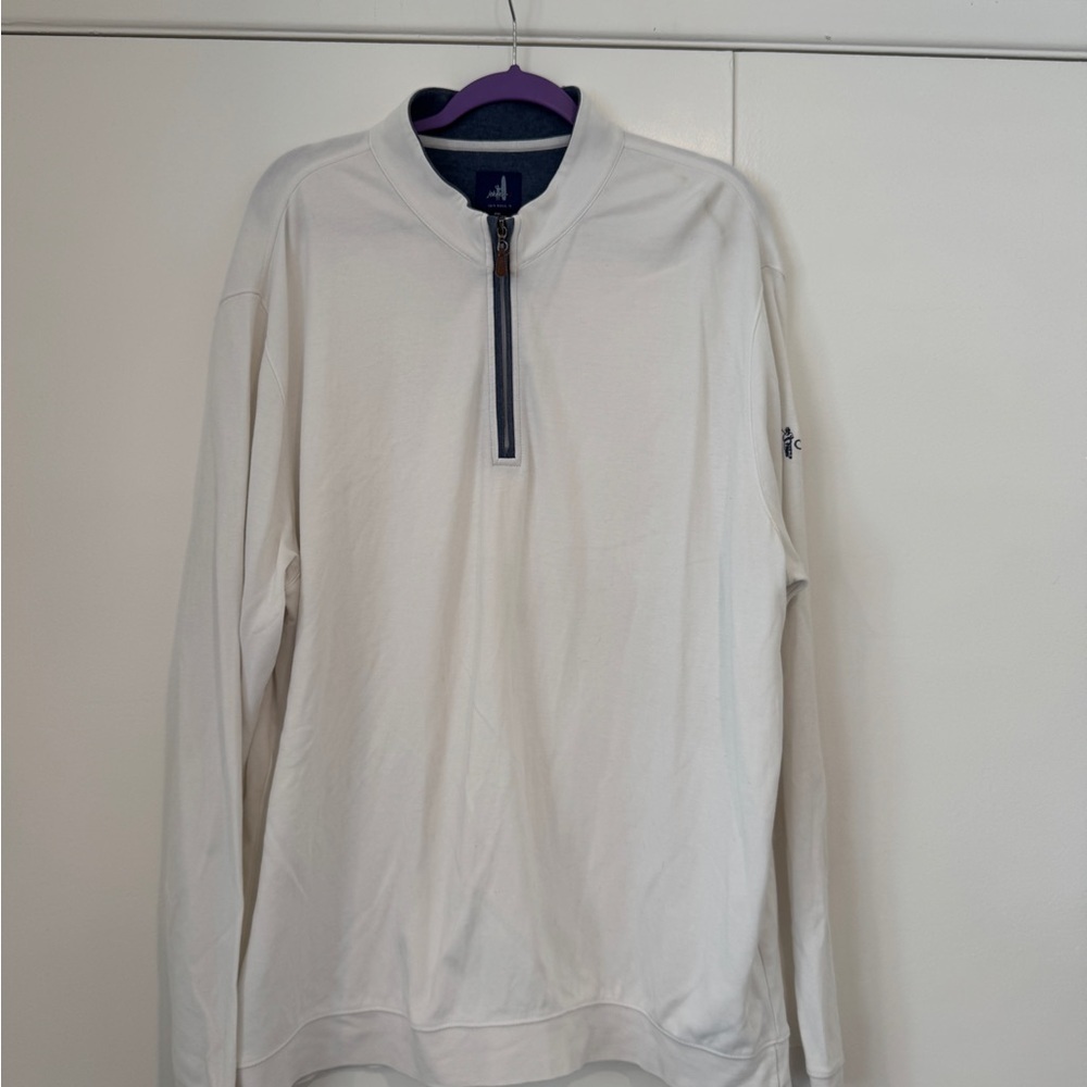 johnnie-O Men’s XXL Quarter Zip Pullover | White | Crosby Club | Polished Style